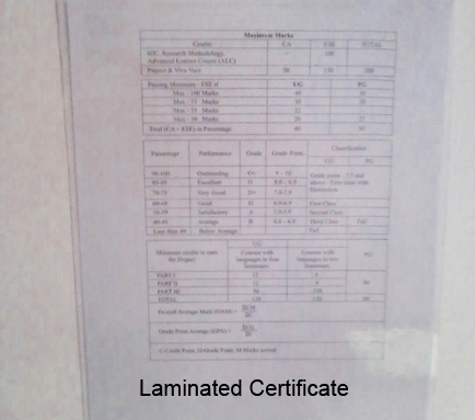 Laminated Certificate
